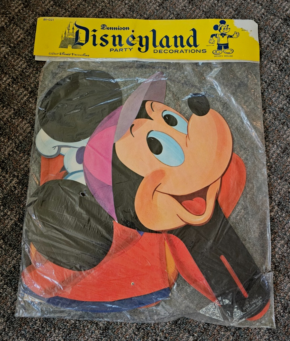 Dennison Disneyland Large Cardboard Party Decoration Mickey Mousey NOS Sealed